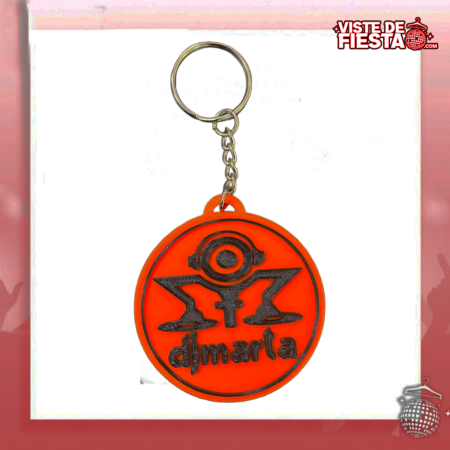 Llavero Dj Marta naranja con letras negras